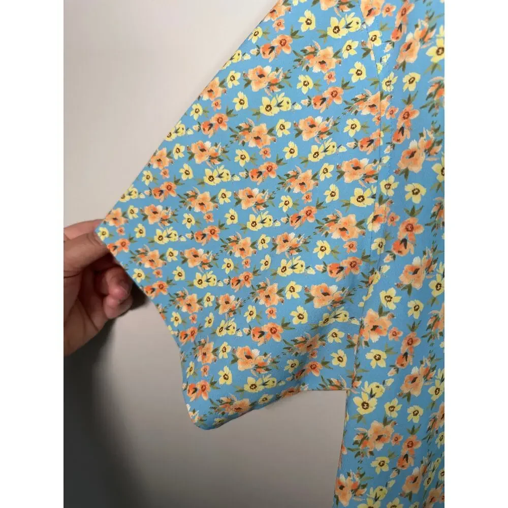 Quieti Performance Size L Floral Button Down Mens Stretch Short Sleeve - Picture 3 of 8